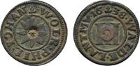 Waldeck Cu 3 Pfennig Wolrad VI., Philipp und Johann 1638-1640 -