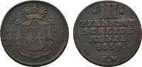 Waldeck Cu 3 Pfennig Georg Heinrich 1813-1845 -