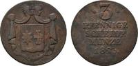 Waldeck Cu 3 Pfennig Georg Heinrich 1813-1845 -