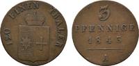 Waldeck Cu 3 Pfennig Georg Heinrich 1813-1845 -