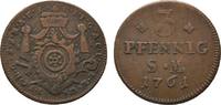Mainz, Erzbistum Cu 3 Pfennig Johann Friedrich Karl Graf von Ostein 1743-1763 -