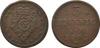 Mainz, Erzbistum Cu 3 Pfennig Johann Friedrich Karl Graf von Ostein 1743-1763 -