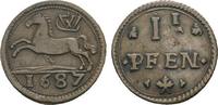 Braunschweig-Lüneburg-Celle Cu 1 1/2 Pfennig Georg Wilhelm 1665-1705 -