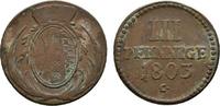 Sachsen-Albertinische Linie Cu 3 Pfennig Friedrich August III. 1763-1806 -