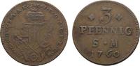 Mainz, Erzbistum Cu 3 Pfennig Johann Friedrich Karl Graf von Ostein 1743-1763 -