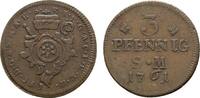 Mainz, Erzbistum Cu 3 Pfennig Johann Friedrich Karl Graf von Ostein 1743-1763 -