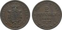 Sachsen-Albertinische Linie Cu 2 Pfennig Johann 1854-1873 -