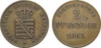 Sachsen-Meiningen Cu 2 Pfennig Bernhard Erich Freund 1803-1866 -