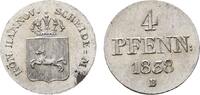 4 Pfennig 1838 B Braunschweig-Calenberg-Hannover Ernst August 1837-1851 Selten. Winz. Fleck am Rand, vorzüglich +