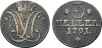 Hessen-Kassel Cu 3 Heller Wilhelm IX. 1785-1803 -