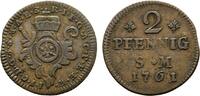 Mainz, Erzbistum Cu 2 Pfennig Johann Friedrich Karl Graf von Ostein 1743-1763 -