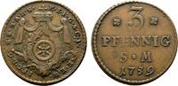 Mainz, Erzbistum Cu 3 Pfennig Johann Friedrich Karl Graf von Ostein 1743-1763 -
