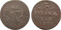 Mainz, Erzbistum Cu 3 Pfennig Johann Friedrich Karl Graf von Ostein 1743-1763 -