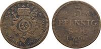 Mainz, Erzbistum Cu 3 Pfennig Johann Friedrich Karl Graf von Ostein 1743-1763 -