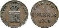 Sachsen-Meiningen Cu Pfennig Bernhard Erich Freund 1803-1866 -