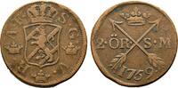 Schweden Cu 2 Öre Adolf Friedrich 1751-1771 -