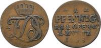 Cu Pfennig 1755 Eisenach Sachsen-Weimar-Eisenach Friedrich III. von Gotha-Altenburg, als Vormund 1749-1755 Kl. Prägeschwäche, sehr schön