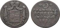 Waldeck Cu 3 Pfennig Georg Heinrich 1813-1845 -