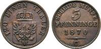 Brandenburg-Preußen Cu 3 Pfennig Wilhelm I. 1861-1888 -