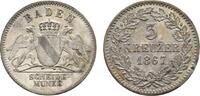 Baden-Durlach 3 Kreuzer Friedrich I. 1852-1907 -