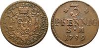 Mainz, Erzbistum Cu 3 Pfennig Johann Friedrich Karl Graf von Ostein 1743-1763 -