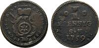 Mainz, Erzbistum Cu Pfennig Johann Friedrich Karl Graf von Ostein 1743-1763 -