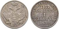 Polen Zloty (15 Kopeken) Nikolaus I. von Rußland 1825-1855 -