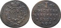 Würzburg, Bistum Cu Leichter Kreuzer Karl Philipp von Greiffenklau-Vollraths 1749-1754 -