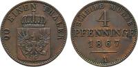 Brandenburg-Preußen Cu 4 Pfennig Wilhelm I. 1861-1888 -