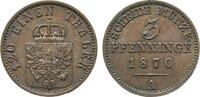 Brandenburg-Preußen Cu 3 Pfennig Wilhelm I. 1861-1888 -