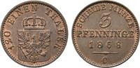 Cu 3 Pfennig 1868 C Brandenburg-Preußen Wilhelm I. 1861-1888 Vorzüglich - Stempelglanz