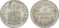 6 Kreuzer 1851 Bayern Maximilian II. 1848-1864 Vorzüglich