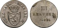 3 Kreuzer 1809 Nassau Friedrich August und Friedrich Wilhelm 1808-1816 Sehr selten. Vorzüglich / sehr schön