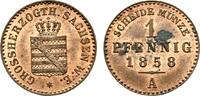 Cu Pfennig 1858 A Sachsen-Weimar-Eisenach Carl Alexander 1853-1901 Kl. Fleck, Stempelglanz