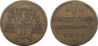 Cu Kreuzer 1765 Speyer, Bistum Franz Christoph Freiherr von Hutten zu Stolzenberg 1743-1770 Winz. Schrötlingsfehler am Rand, sehr schön