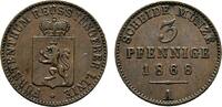 Reuss, jüngere Linie zu Schleiz Cu 3 Pfennig Heinrich XIV. 1867-1913 -