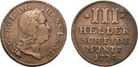Hessen-Kassel Cu 3 Heller Karl 1670-1730 -