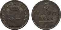Waldeck Cu 3 Pfennig Georg Victor 1852-1893 -