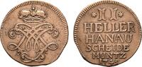 Hanau-Münzenberg Cu 2 Heller Wilhelm VIII. von Hessen-Kassel 1736-1760 -