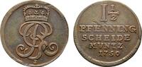 Braunschweig-Calenberg-Hannover Cu 1 1/2 Pfennig Georg II. 1727-1760 -