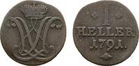 Hessen-Kassel Cu Heller 1791 Wilhelm IX. 1785-1803 Kl. Pr&auml;geschw&auml;che, se... 13,00 EUR  zzgl. 3,00 EUR Versand