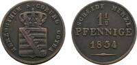 Sachsen-Coburg-Gotha Cu 1 1/2 Pfennig 1834 Ernst I. 1826-1844 Sehr sch&ouml;n 23,00 EUR  zzgl. 3,00 EUR Versand