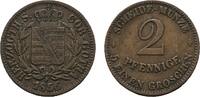 Sachsen-Coburg-Gotha Cu 2 Pfennig Ernst II. 1844-1893 -