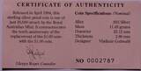 AUSTRALIA, KM# 258a.1 , Silver, 1 Dollar , 1994, Proof, 10th Anniversary - introduction of Dollar Coin. Coin housed in Original