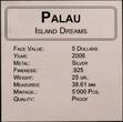 PALAU, KM# 190 , Silver, 5 Dollars, 2006, Proof, Palau Islands Dream. Coin housed in Original Mint capsule! Coin in excellent co