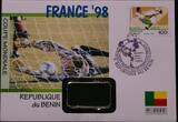 BENIN, KM Unlisted , Silver, 1000 Francs , 1997, Proof, FIFA - France. Shape: Rectangular. Coin in excellent condition!