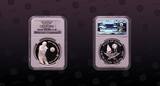 QATAR, KM# 33 , Silver, 10 Riyal, 2006, Proof, 15th Asian Games - Volayball player trailing purple color. Scarce coin in Superb