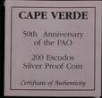 CAPE VERDE , KM# 34a , Silver, 200 Escudos, 1995, Proof, Subject: F.A.O. Coin in excellent condition!