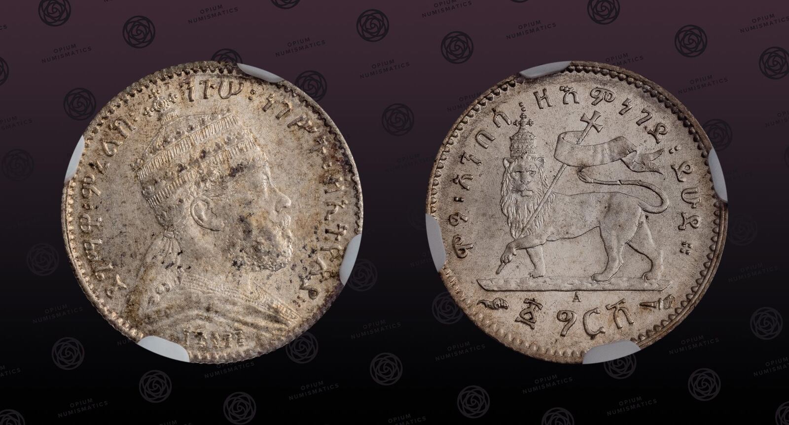 ETHIOPIA, KM# 12, Silver, Gersh, EE1895A-1902-03, Mint Strike, Menelik ...