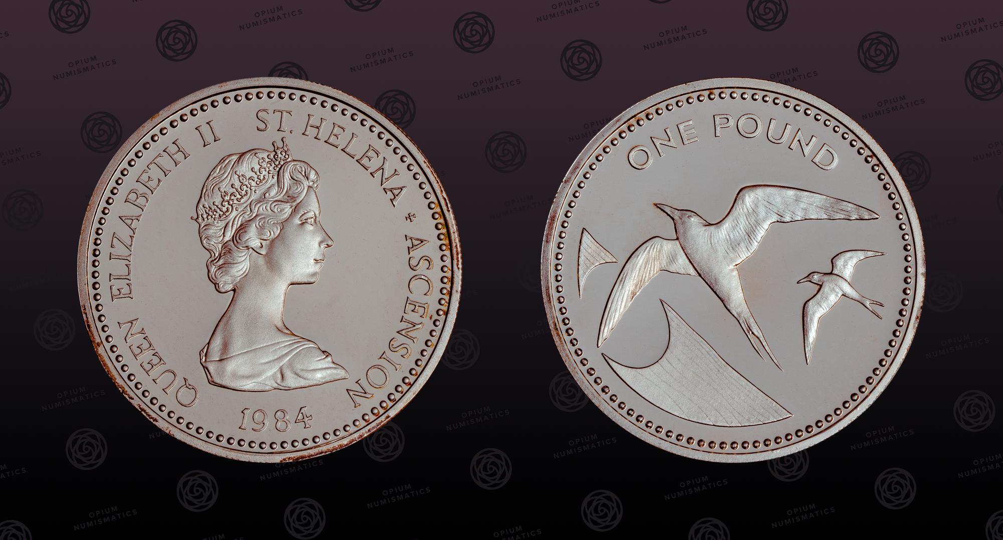 SAINT HELENA ASCENSION KM P1 Silver 1 Pound 1984 Proof Sooty saint-helena-ascension-km-p1-silver-1-pound-1984-proof-sooty